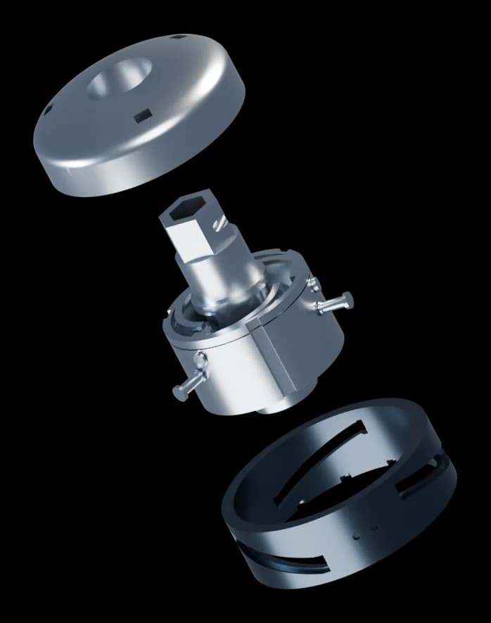 Exploded ratchet view with the outer housing omitted, showing the selector and internal component stack.